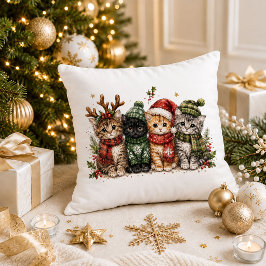 かわいいクリスマスの猫のクッションカバー クッション