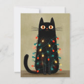 かわいいクリスマスの猫好き ノートカード (正面)