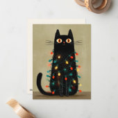 かわいいクリスマスの猫好き ノートカード (正面/裏面インサイチュ)