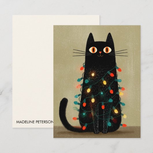 かわいいクリスマスの猫好き ノートカード (正面/裏面)