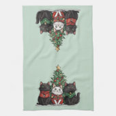 かわいいクリスマスの猫 キッチンタオル (縦)