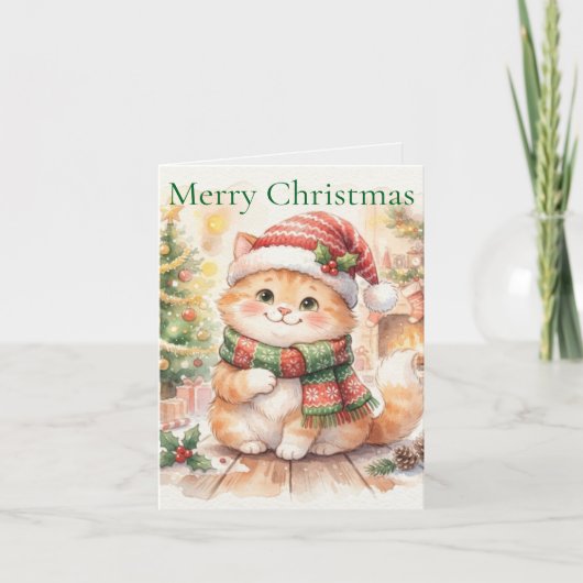 かわいいクリスマスの猫 シーズンカード (正面)