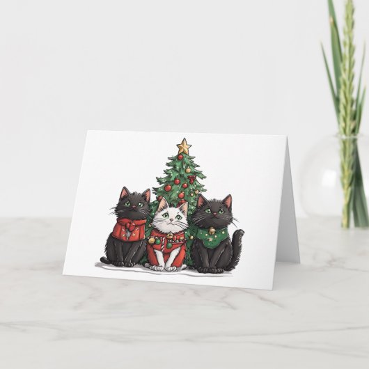 かわいいクリスマスの猫 シーズンカード (正面)
