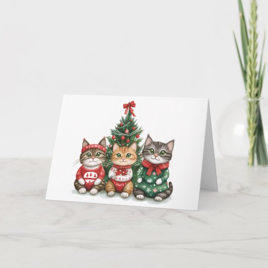 かわいいクリスマスの猫 シーズンカード (正面)