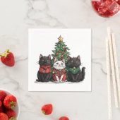 かわいいクリスマスの猫 スタンダードカクテルナプキン (インサイチュ)