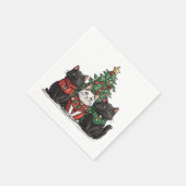 かわいいクリスマスの猫 スタンダードカクテルナプキン (角)