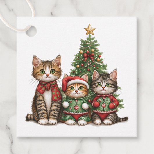 かわいいクリスマスの猫 フェイバータグ (正面)