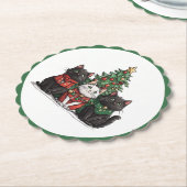 かわいいクリスマスの猫 ペーパーコースター (アングル)
