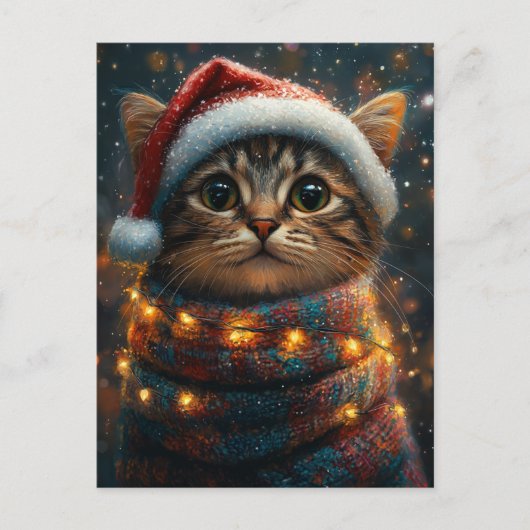 かわいいクリスマスの猫 ポストカード (正面)