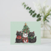 かわいいクリスマスの猫 ポストカード (スタンド正面)