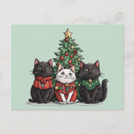 かわいいクリスマスの猫 ポストカード (正面)