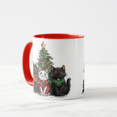 かわいいクリスマスの猫 マグカップ (正面左)
