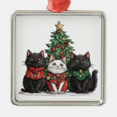かわいいクリスマスの猫 メタルオーナメント (正面)