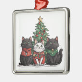 かわいいクリスマスの猫 メタルオーナメント (左)
