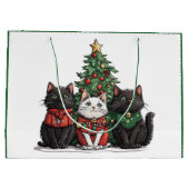 かわいいクリスマスの猫 ラージペーパーバッグ (裏面)