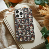かわいいクリスマスの猫 冬の動物 田舎風 iPhoneケース