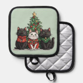 かわいいクリスマスの猫 鍋敷き (正面/裏面)