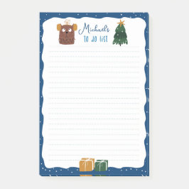 かわいいクリスマスの猫 青 カスタマイズ可能なTo Doリスト ポストイット