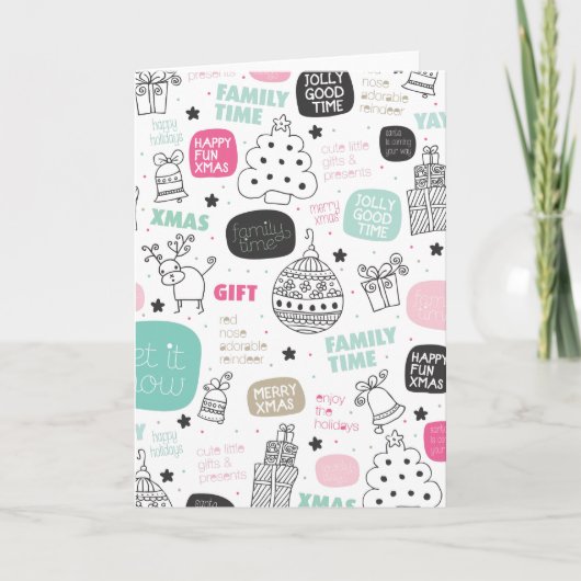 かわいいクリスマスの甘い落書きカード シーズンカード (正面)