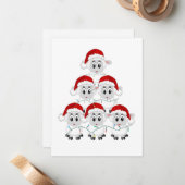 かわいいクリスマスの羊の木 ノートカード (正面/裏面インサイチュ)