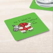 かわいいクリスマスの羊の漫画 スクエアペーパーコースター (アングル)