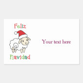 かわいいクリスマスの羊 - Feliz Navidad 長方形シール (正面)