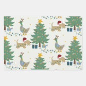かわいいクリスマスの衣装ドッグとアヒルイラストレーション ラッピングペーパーシート (正面2)