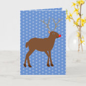 かわいいクリスマスの赤い鼻のトナカイ カスタム カード (黄色い花)