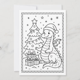 かわいいクリスマスの赤ちゃん恐竜ぬりえ フラットカード シーズンカード