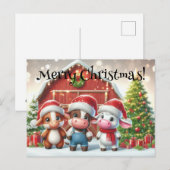 かわいいクリスマスの農場の動物 ポストカード (正面/裏面)