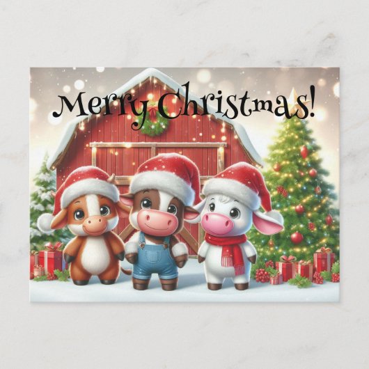 かわいいクリスマスの農場の動物 ポストカード (正面)