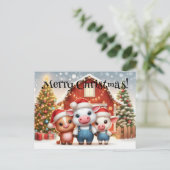 かわいいクリスマスの農場の動物 ポストカード (スタンド正面)