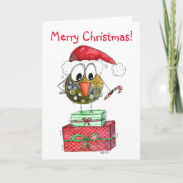 かわいいクリスマスの遊び心あふれる鳥 カード