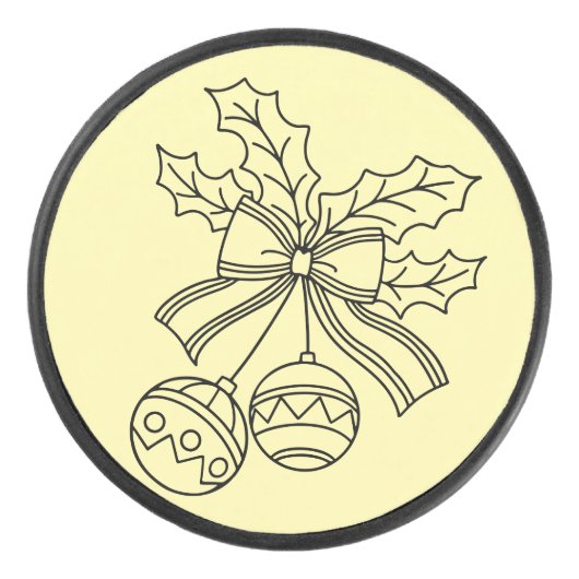 かわいいクリスマスの鐘のラインアート アイスホッケーパック (正面)