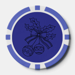 かわいいクリスマスの鐘の線画 ポーカーチップ