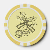 かわいいクリスマスの鐘の線画 ポーカーチップ (正面)