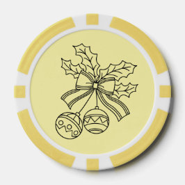 かわいいクリスマスの鐘の線画 ポーカーチップ