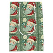 かわいいクリスマスの鐘の線画 ミディアムペーパーバッグ (裏面)