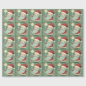かわいいクリスマスの鐘の線画 ラッピングペーパー (フラット)
