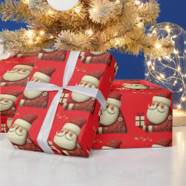 かわいいクリスマスの鐘の線画 ラッピングペーパー