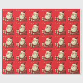 かわいいクリスマスの鐘の線画 ラッピングペーパー (フラット)