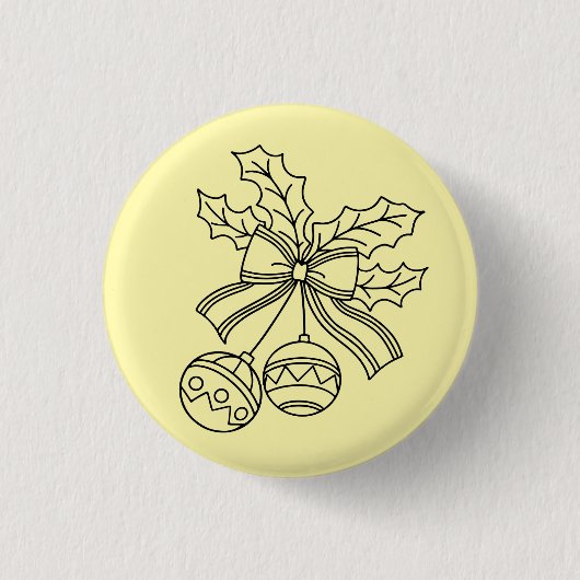 かわいいクリスマスの鐘の線画 缶バッジ (正面)