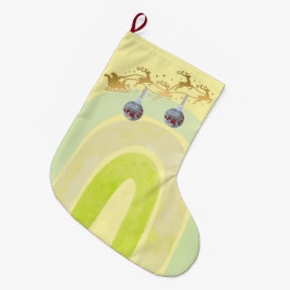 かわいいクリスマスの鐘 ラインアート ラージクリスマスストッキング