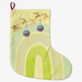 かわいいクリスマスの鐘 ラインアート ラージクリスマスストッキング
