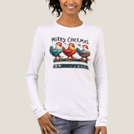 かわいいクリスマスの雄鶏の３羽 トライブレンドＴシャツ