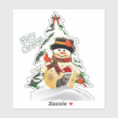 かわいいクリスマスの雪だるまと動物の友達  シール (シート)