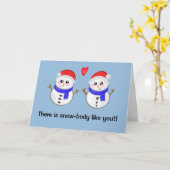 かわいいクリスマスの雪だるまの駒   カード (黄色い花)