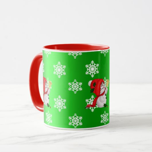 かわいいクリスマスの雪だるまマグ マグカップ (正面左)