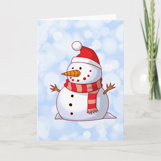 かわいいクリスマスの雪だるま シーズンカード (正面)