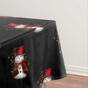 かわいいクリスマスの雪だるま テーブルクロス